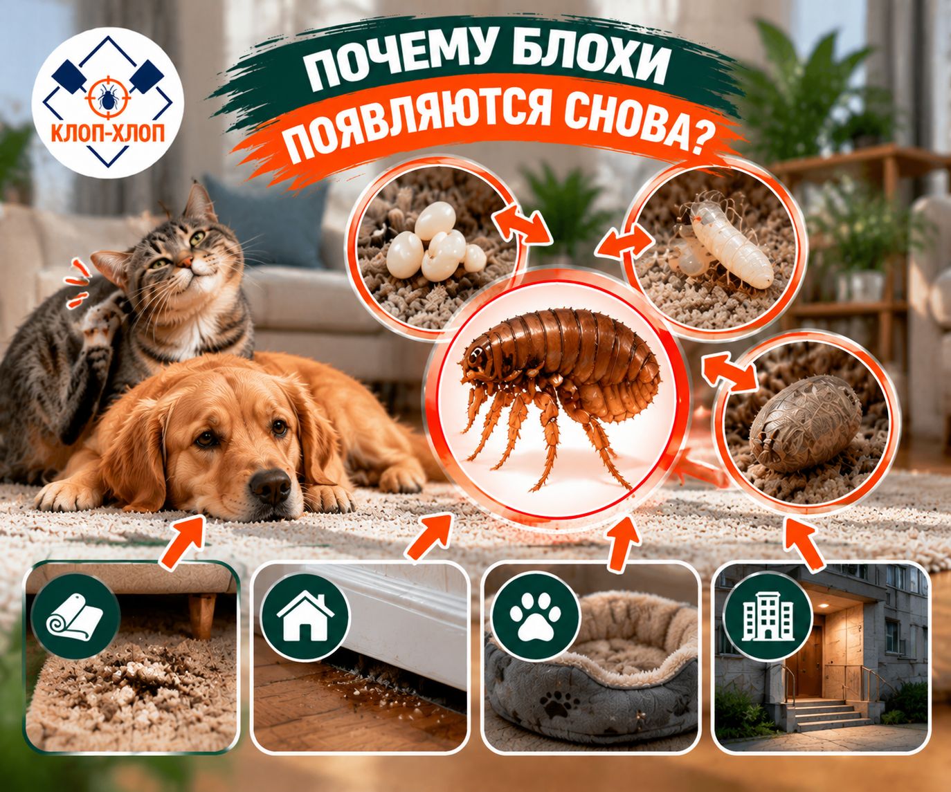 де прячутся блохи в квартире